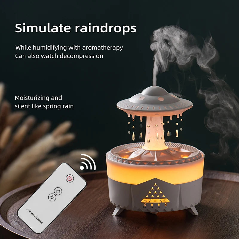 Rain Cloud Humidifier Essential Oil Diffusers 350ml 7 Colors Night Lights with Remote Control Water Dripdrop Air Humidifier