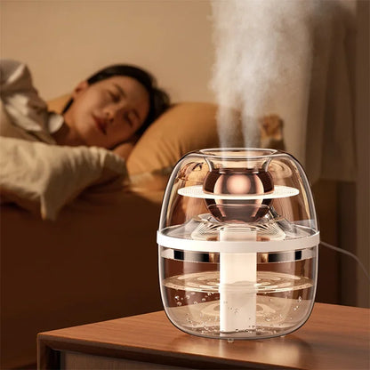 2L Full Transparent Crystal Humidifier Large Capacity Home Bedroom Office New Silent Office Fog Air Humidifier Double Spray Fog