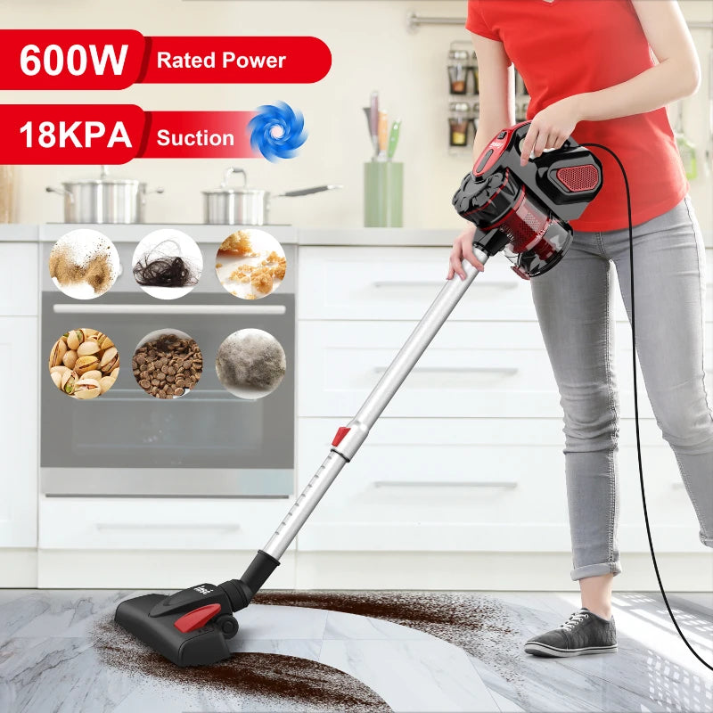 INSE I5 Corded vacuum cleaners 18Kpa Powerful Suction 600W Motor 4 in 1 stick Handheld vaccum cleaner for Home Pet Hair Carpet