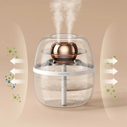 2L Full Transparent Crystal Humidifier Large Capacity Home Bedroom Office New Silent Office Fog Air Humidifier Double Spray Fog