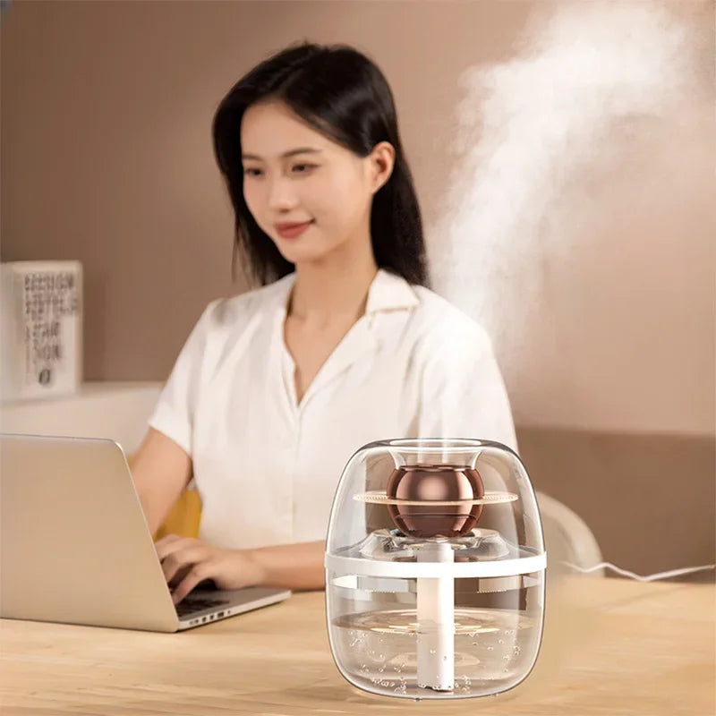 2L Full Transparent Crystal Humidifier Large Capacity Home Bedroom Office New Silent Office Fog Air Humidifier Double Spray Fog