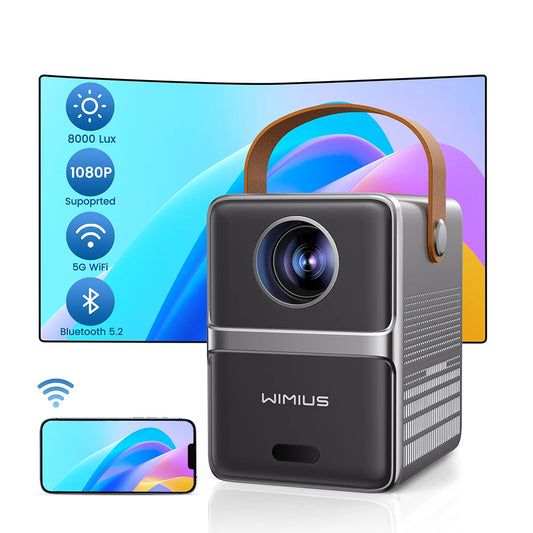 Wimius P61Mini Projector 5G WiFi Bluetooth Portable Projector Full HD 1080P 8000 Lumens Display Home Cinema Video Projector