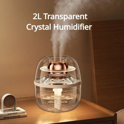 2L Full Transparent Crystal Humidifier Large Capacity Home Bedroom Office New Silent Office Fog Air Humidifier Double Spray Fog